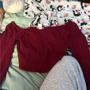 Bozzolo Burgundy Off-Shoulder Top